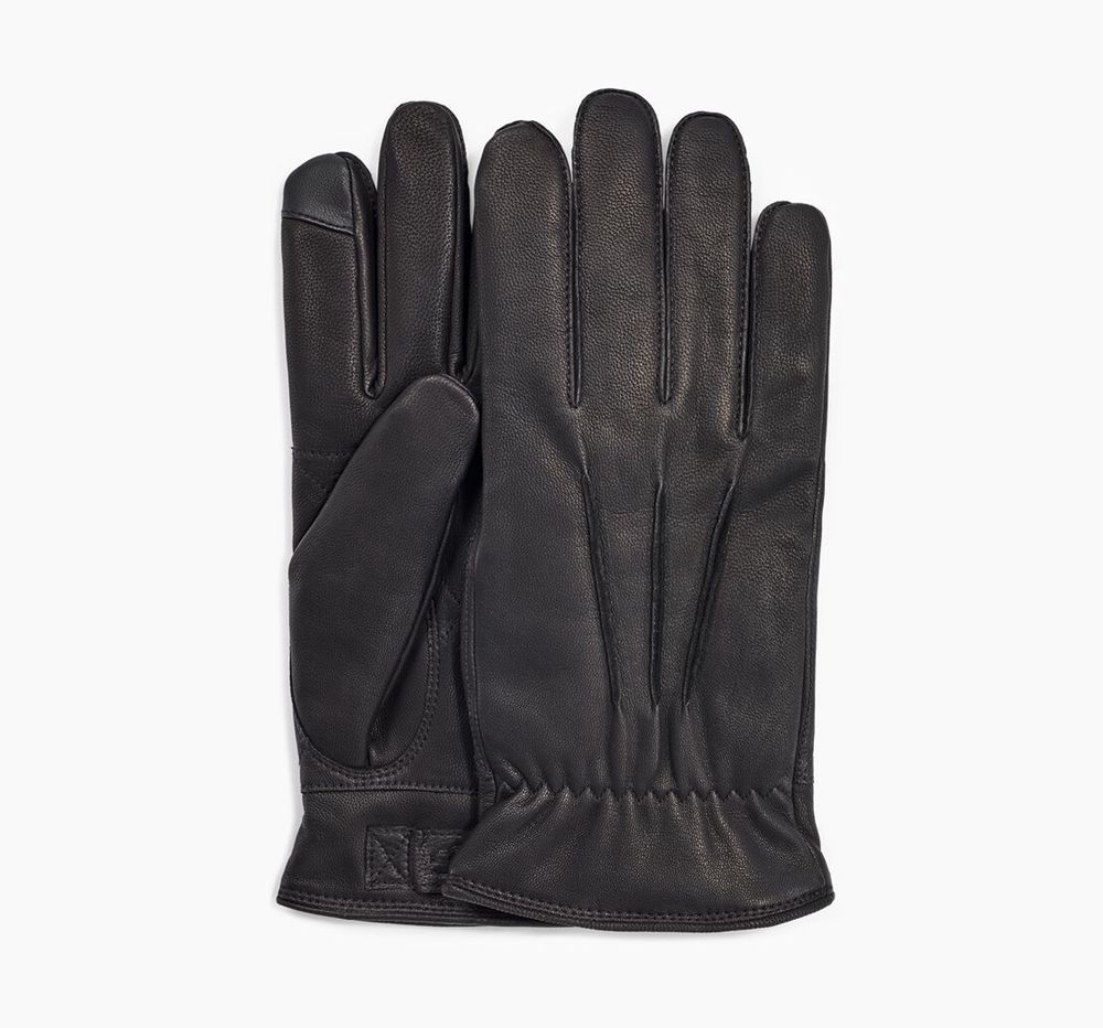 Ugg Glove Mens - Ugg 3 Point Leather Black - 126VRCTSF